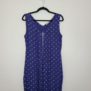 Ingrid & Isabel Maternity Jumpsuit Tank Top Zip-Up Pockets Blue White Size Small